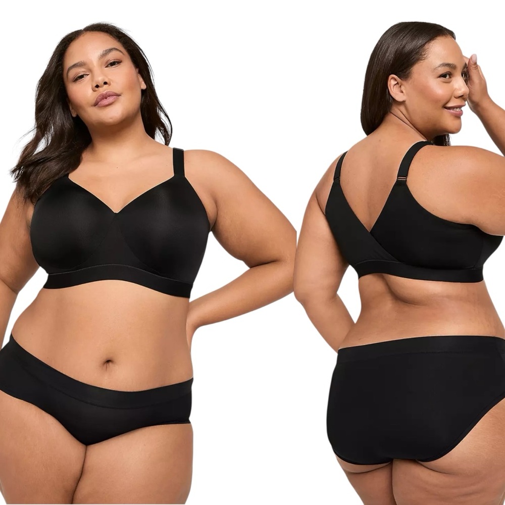 Cacique Comfort Bliss No-Wire Lounge Bra Black Seamless